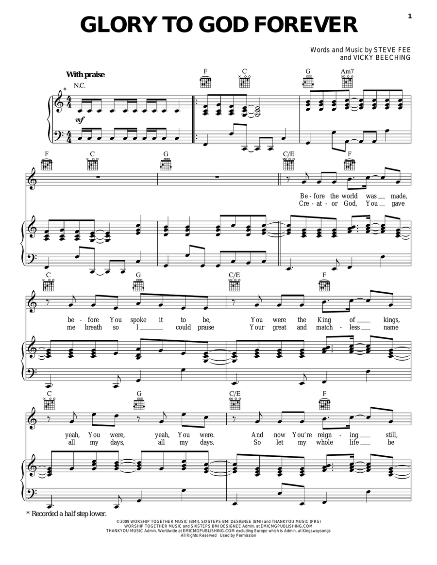Glory To God Forever Glory To God Forever Piano, Vocal, Guitar scores gallery preview page 1