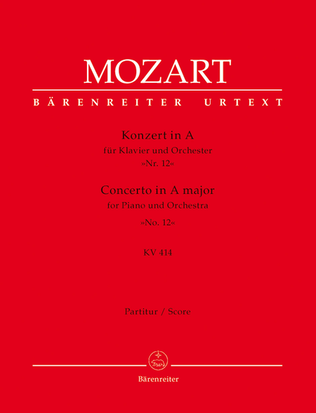 Book cover for Concerto for Piano and Orchestra, No. 12 A major, KV 414