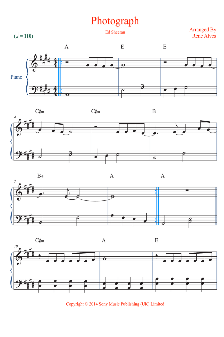 Photograph Easy Piano scores gallery preview page 1