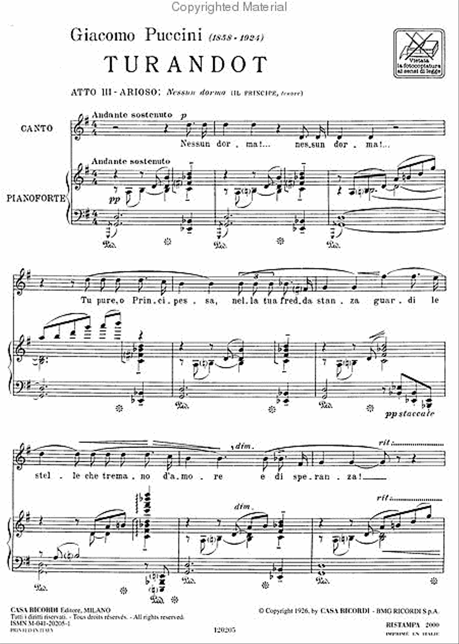 Nessun Dorma - From "Turandot"