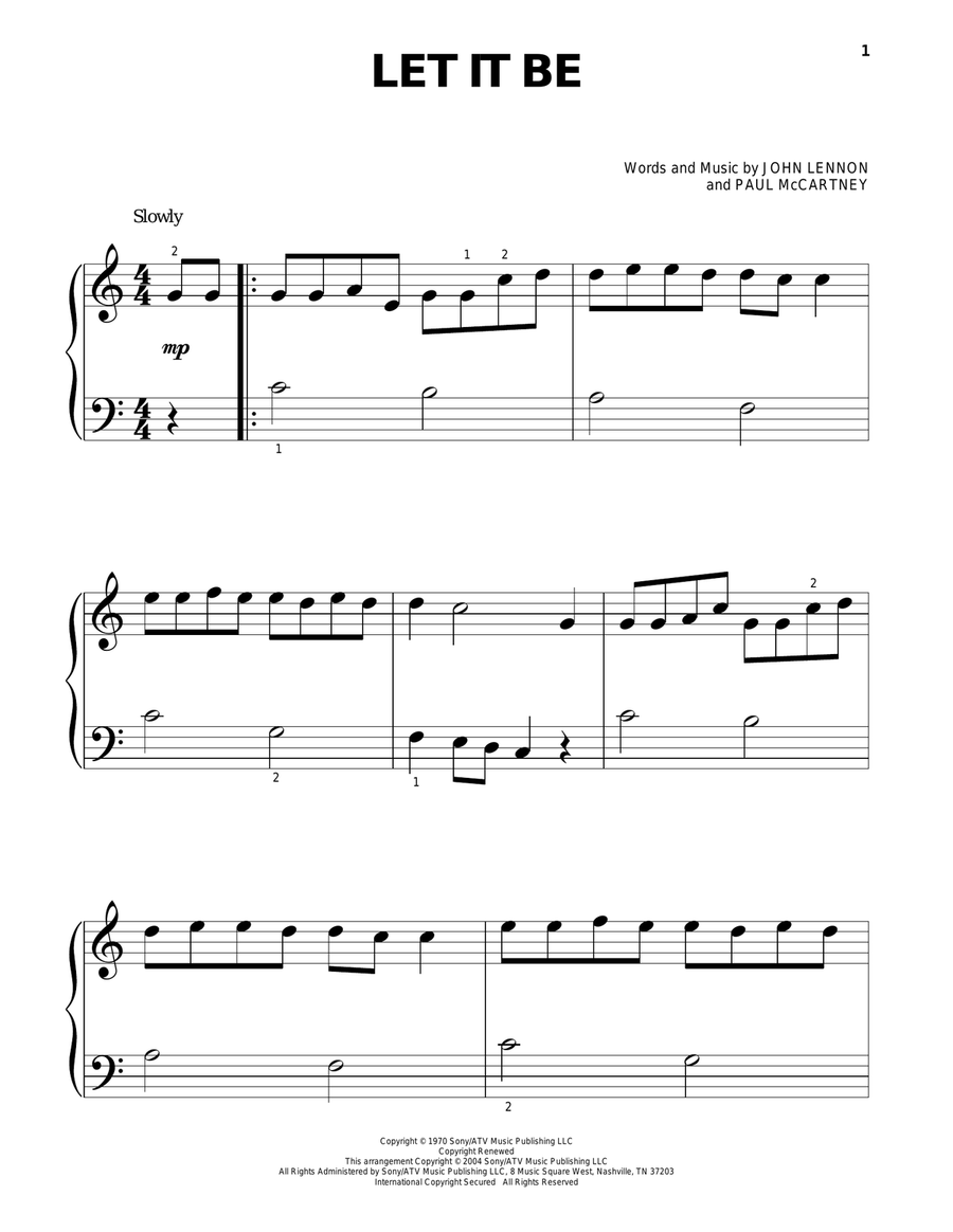 Let It Be Easy Piano scores gallery preview page 1