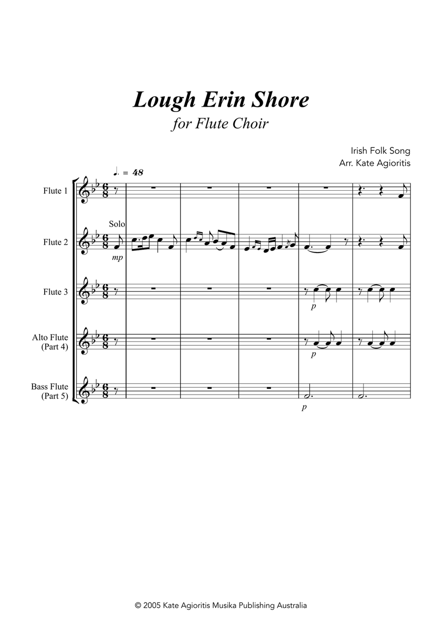 Lough Erin Shore - For Flute Choir Woodwind Quintet scores gallery preview page 2