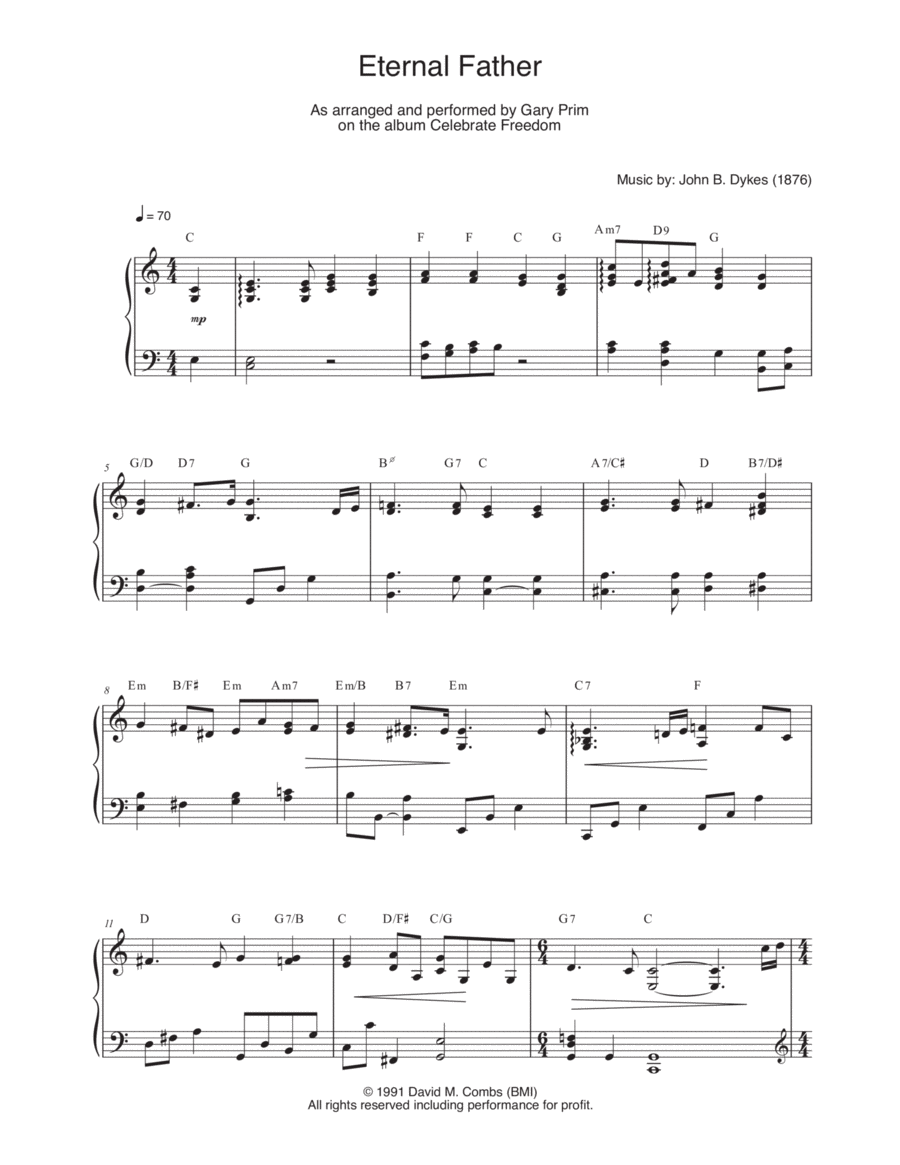 Eternal Father, Strong to Save (The Navy Hymn) Piano Solo scores gallery preview page 1