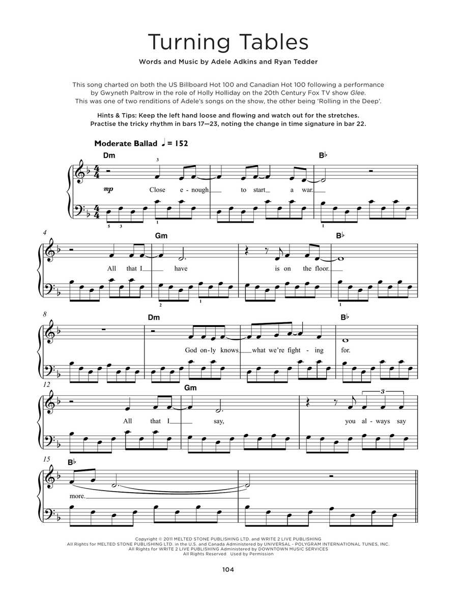 Turning Tables Turning Tables Easy Piano scores gallery preview page 1