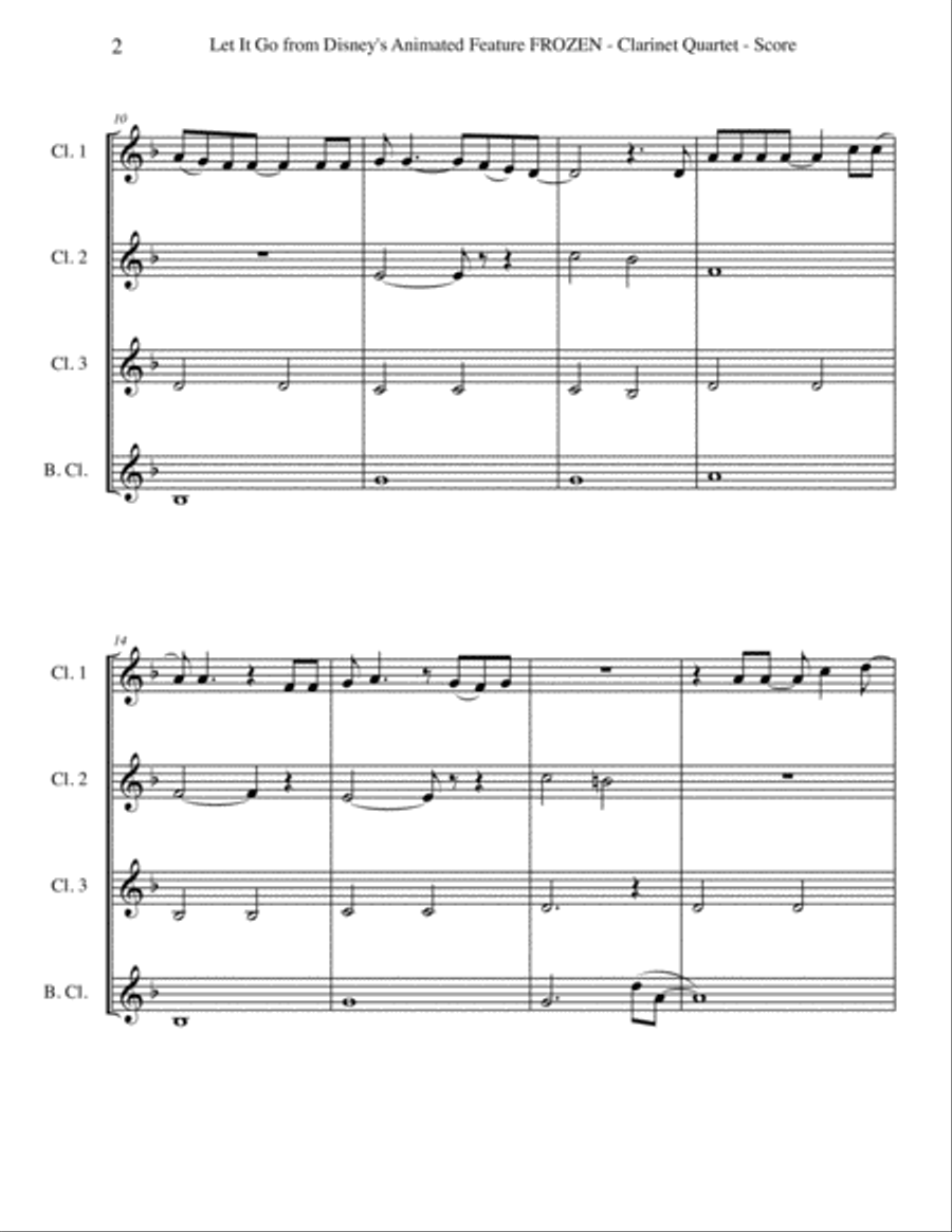 Let It Go (from Frozen) Woodwind Quartet scores gallery preview page 2
