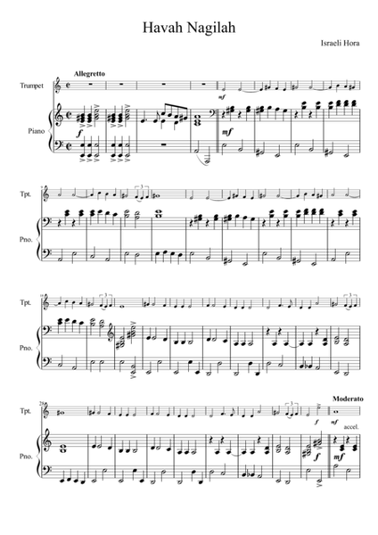 Havah Nagilah for Trumpet in C and Piano