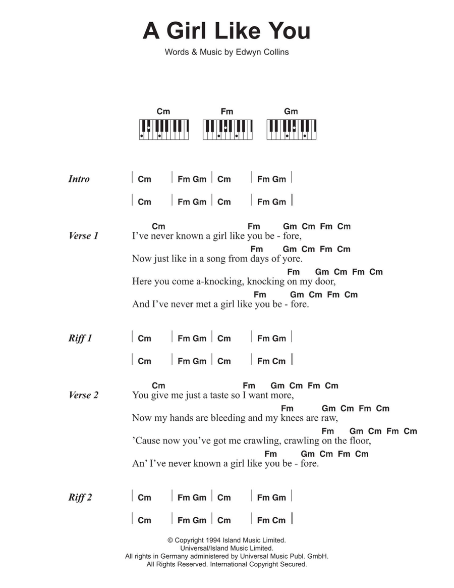 A Girl Like You Piano scores gallery preview page 1