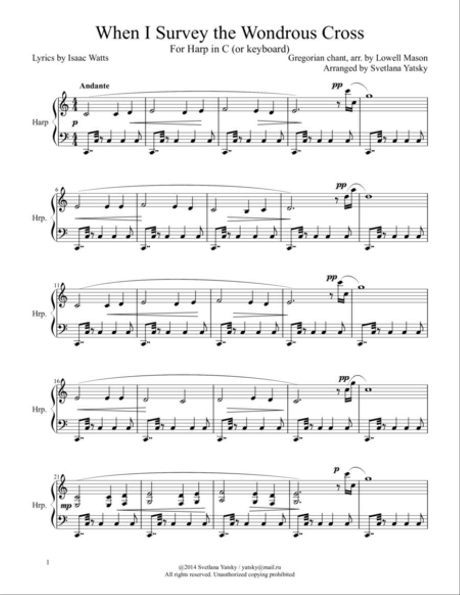 When I Survey the Wondrous Cross Harp scores gallery preview page 1