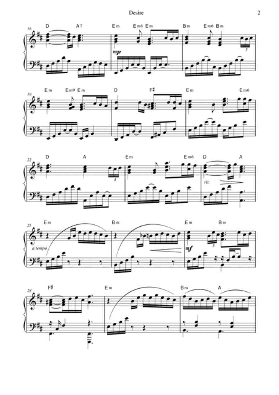 Desire - Piano Solo Piano Solo scores gallery preview page 3