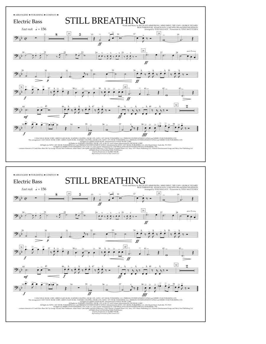 Still Breathing - Electric Bass Bass Guitar scores gallery preview page 1