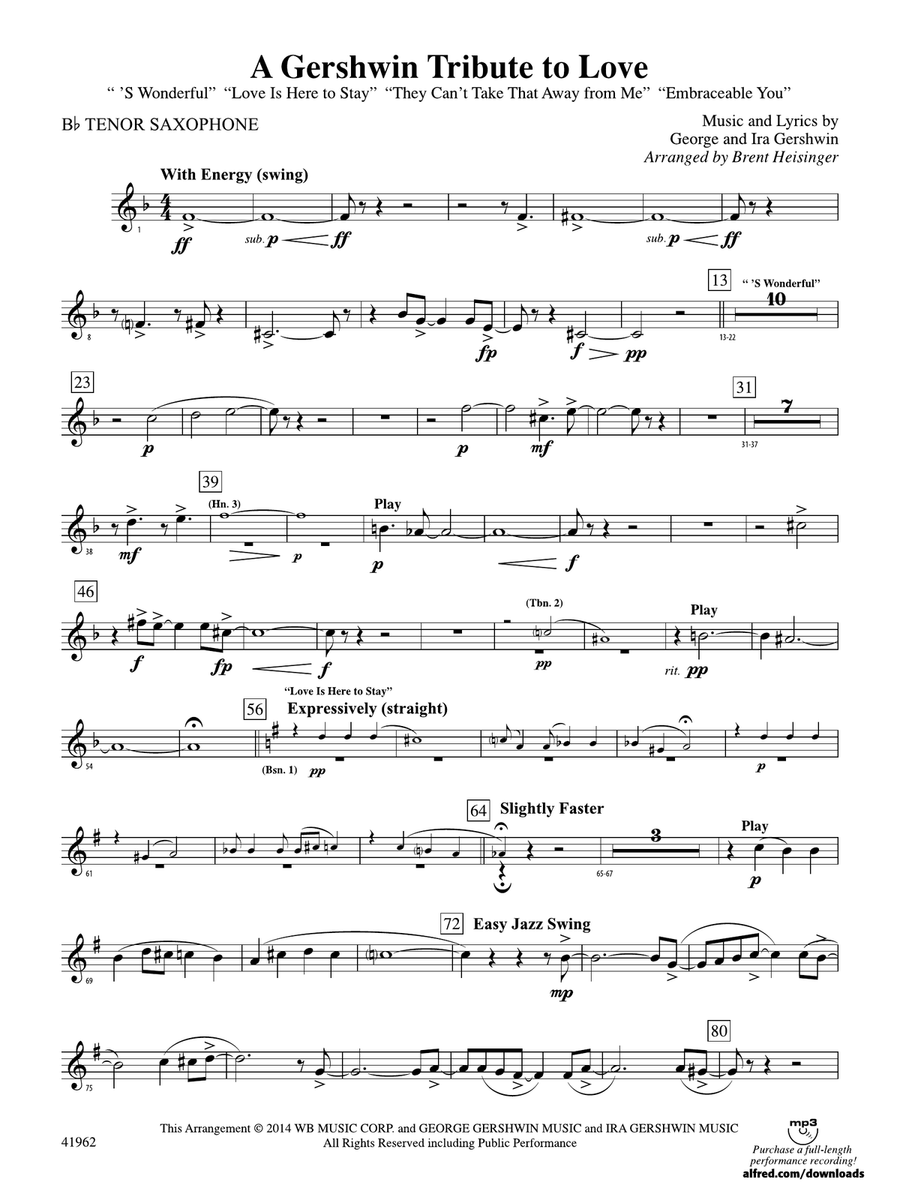 A Gershwin Tribute to Love: B-flat Tenor Saxophone