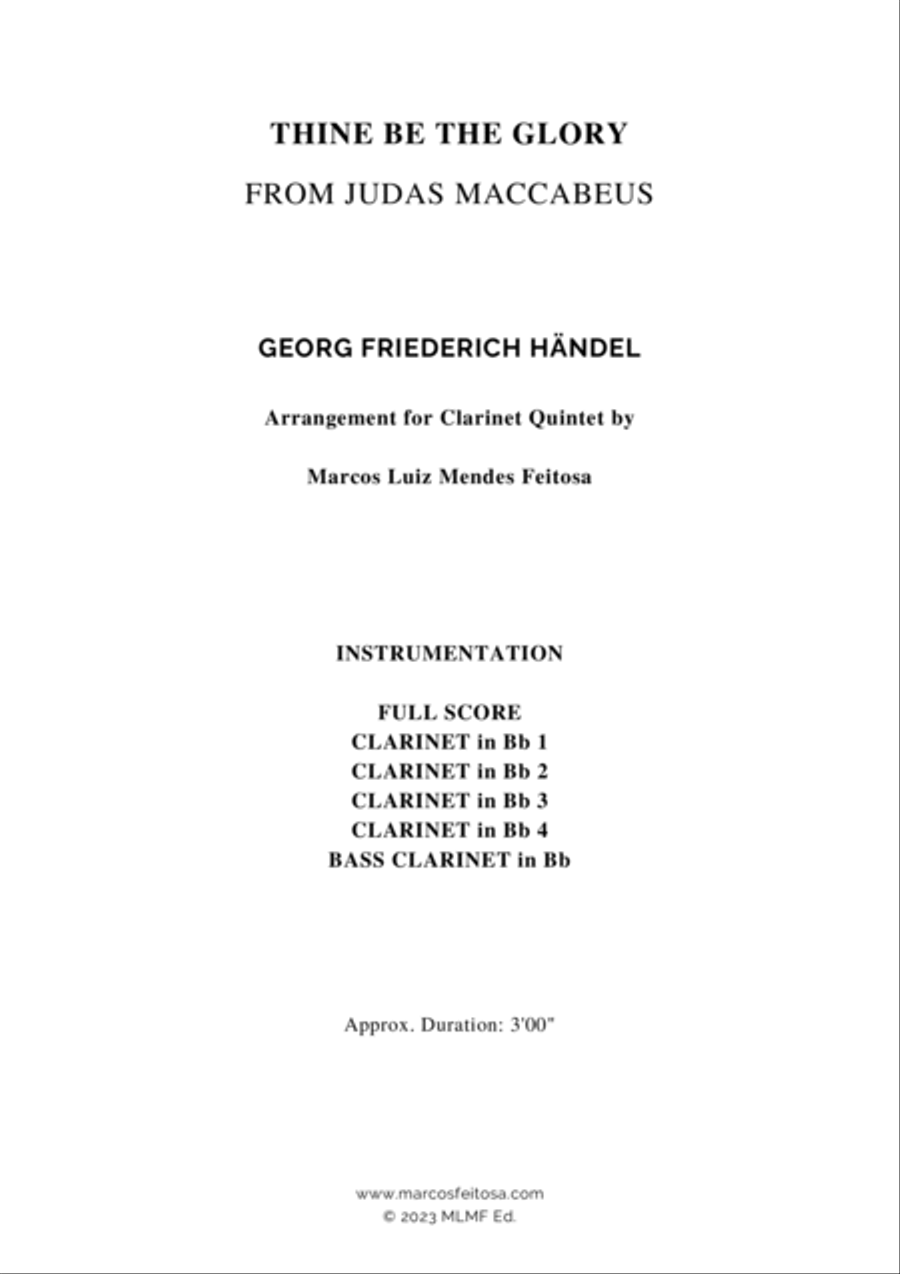 Thine Be the Glory (Maccabeus) - Clarinet Quintet Clarinet Quintet scores gallery preview page 2