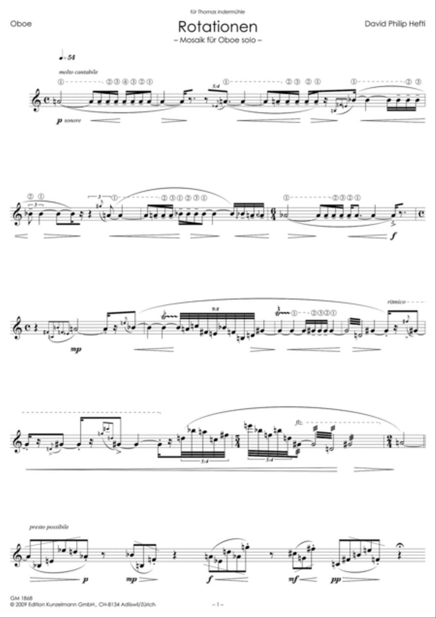 Rotationen, Mosaic for oboe solo Oboe Solo scores gallery preview page 2