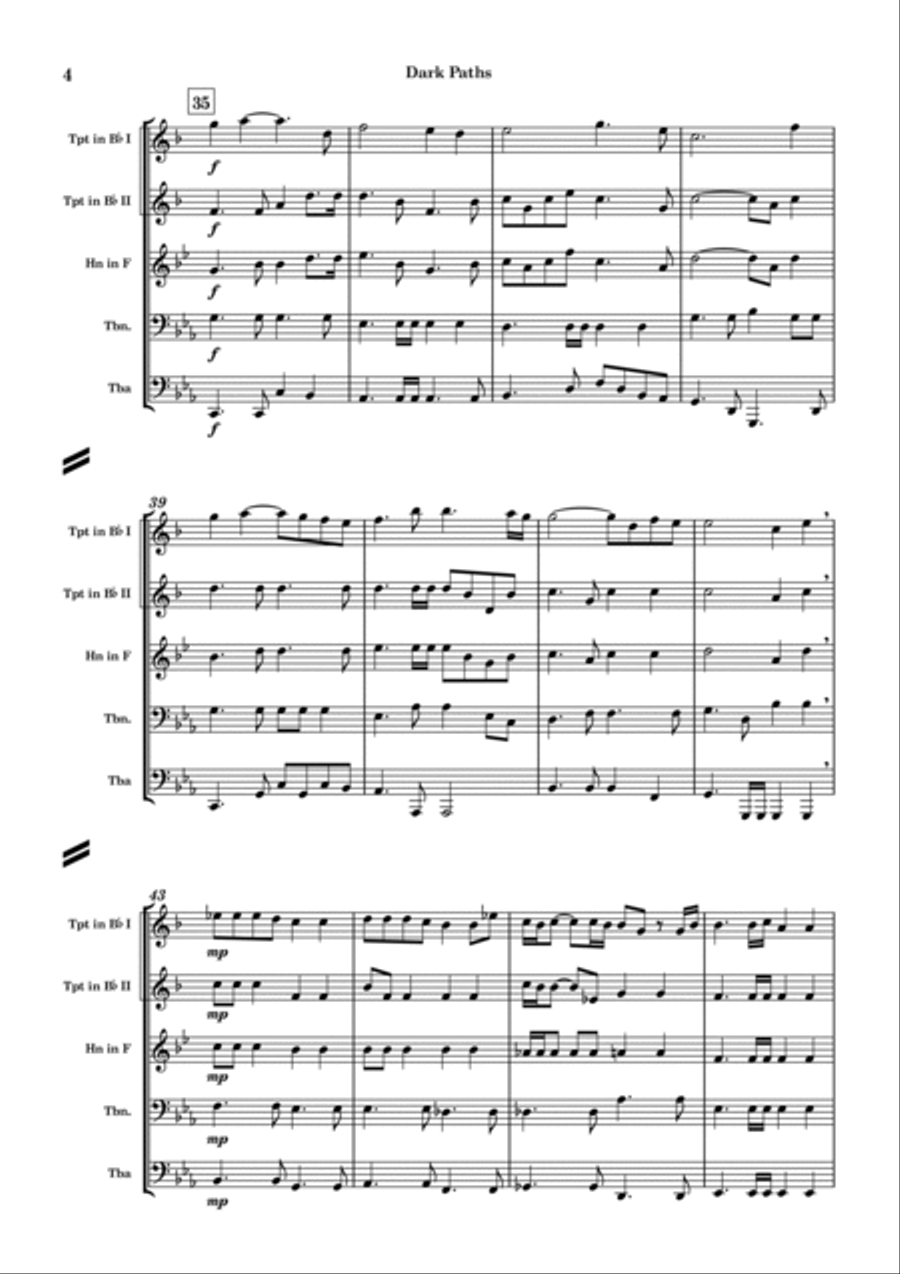 Dark Paths for Brass Quintet Brass Quintet scores gallery preview page 4