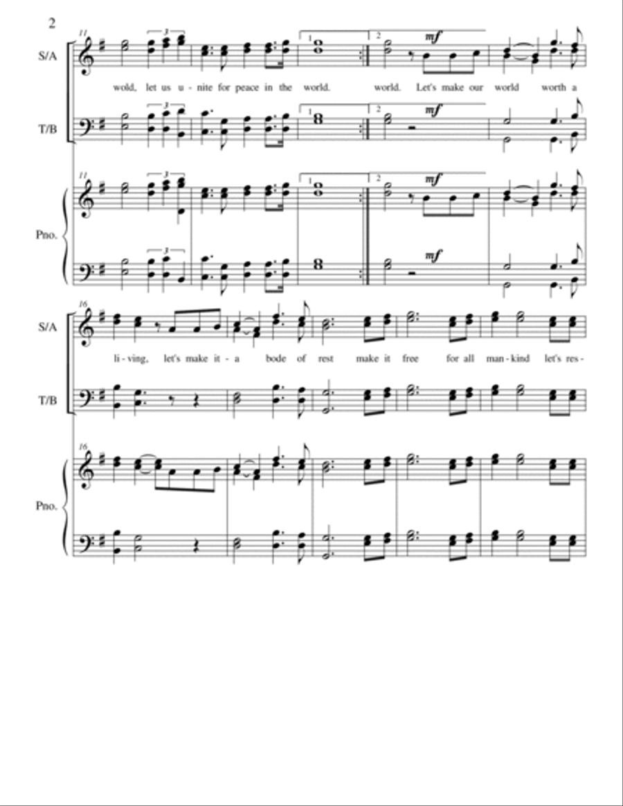 Peace In The World Peace In The World Voice Solo scores gallery preview page 2