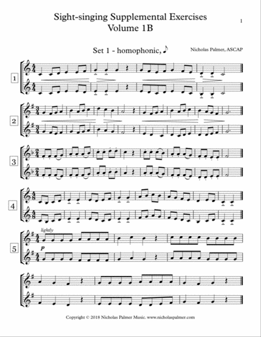 Sight-singing exercises for two part choirs vol. 1B - eighth and sixteenth notes 2-Part scores gallery preview page 3