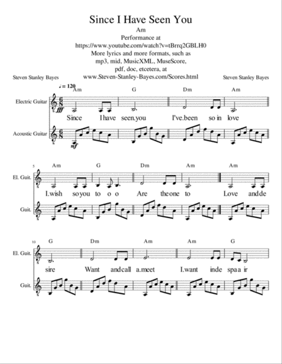 Since I Have Seen You Guitar Solo scores gallery preview page 1