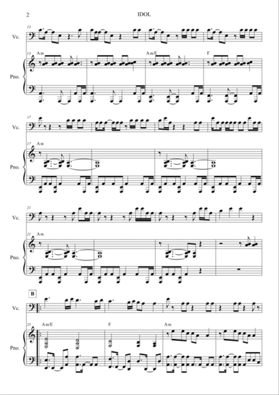 Idol Idol Piano scores gallery preview page 2