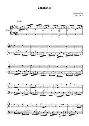 Canon in D - Pachelbel for Piano Solo