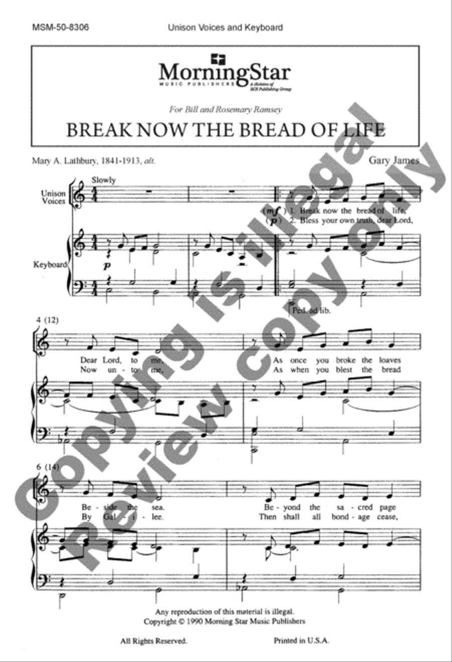 Break Now the Bread of Life Unison Choir scores gallery preview page 6