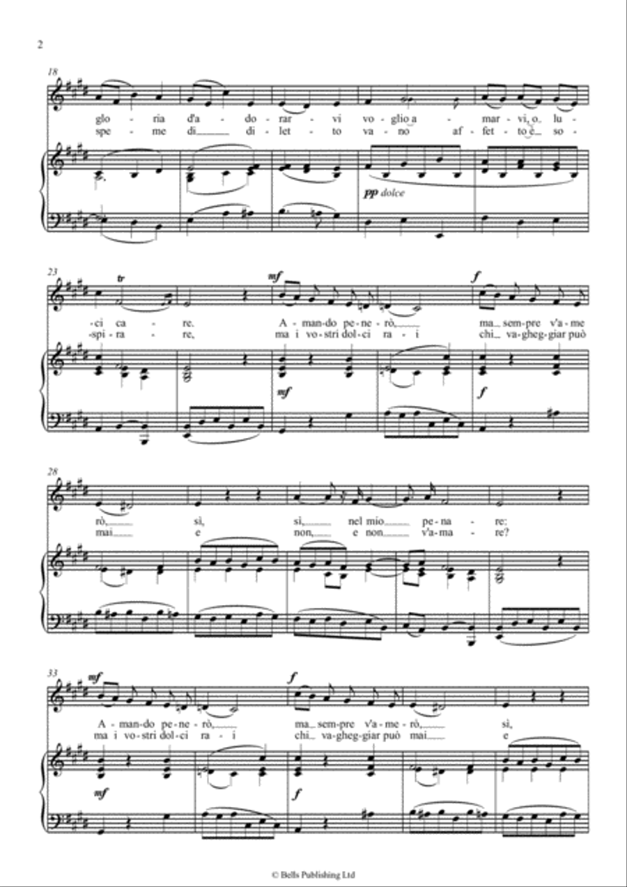 Per la gloria d'adorarvi (E Major) Voice Solo scores gallery preview page 2