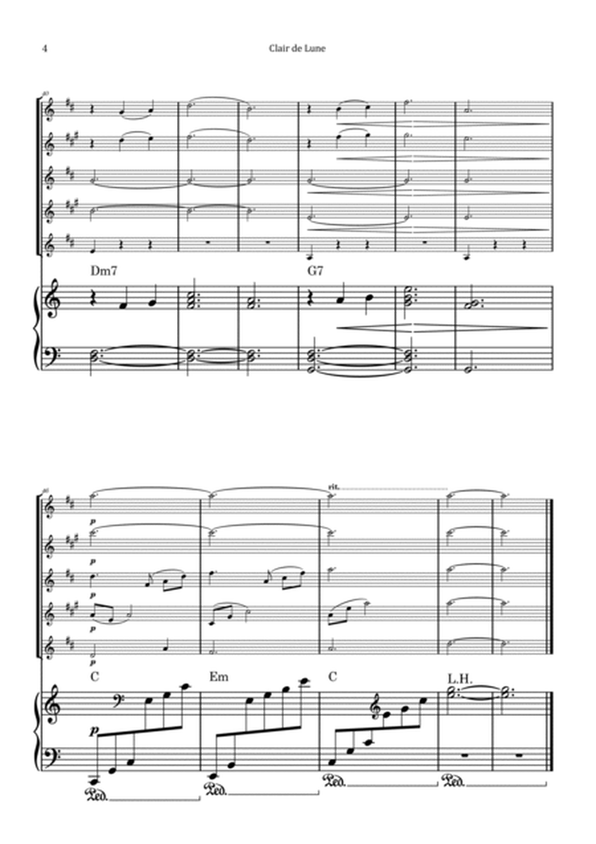 Clair de Lune by Debussy - Saxophone Quintet with Piano and Chord Notation image number null