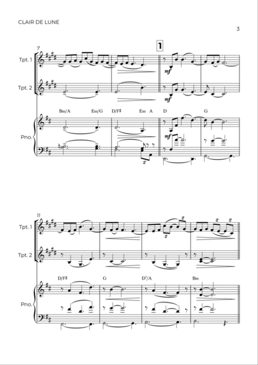 SPRING - FOUR SEASONS - BRASS PIANO TRIO (I TRUMPET, II TRUMPET & PIANO) Trumpet Trio scores gallery preview page 3