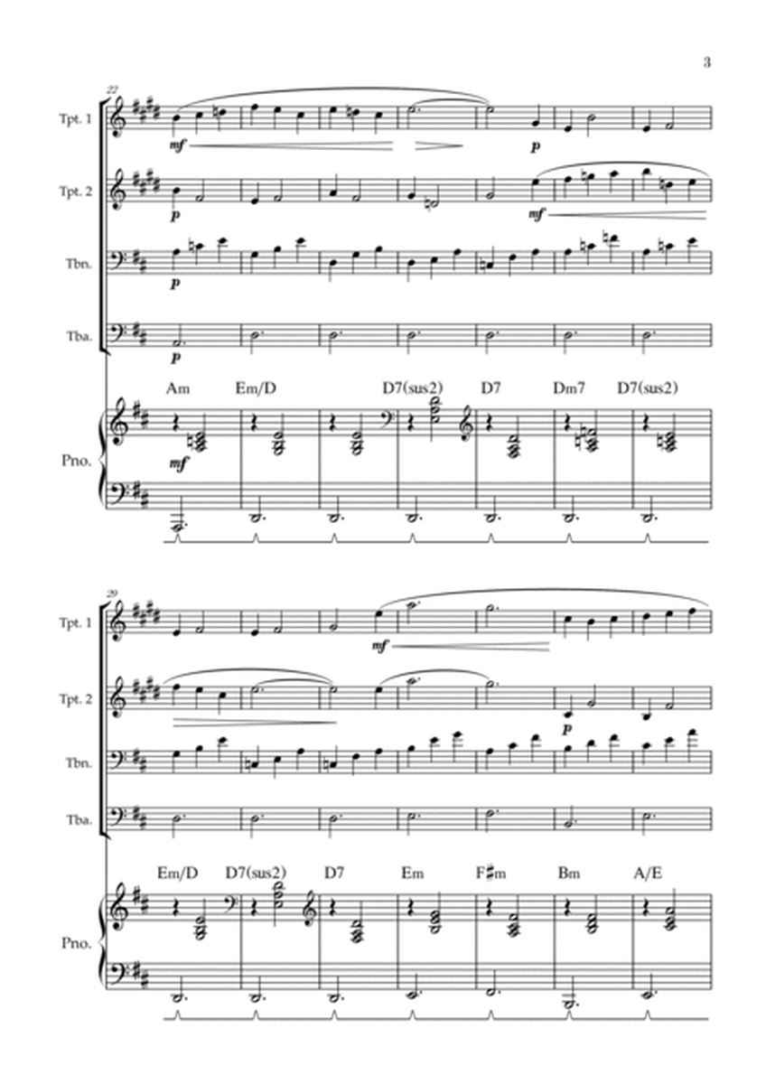 Gymnopédie no 1 | Brass Quartet | Original Key | Chords | Piano accompaniment |Easy intermediate image number null