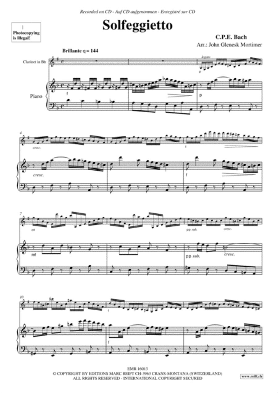 Solfeggietto Clarinet Solo scores gallery preview page 5