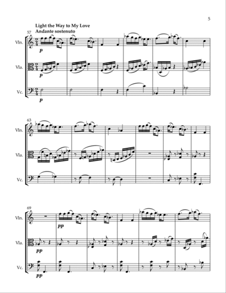 3 Trios Remember Mama Light the Way To My Love Evening Kiss String Trio scores gallery preview page 5