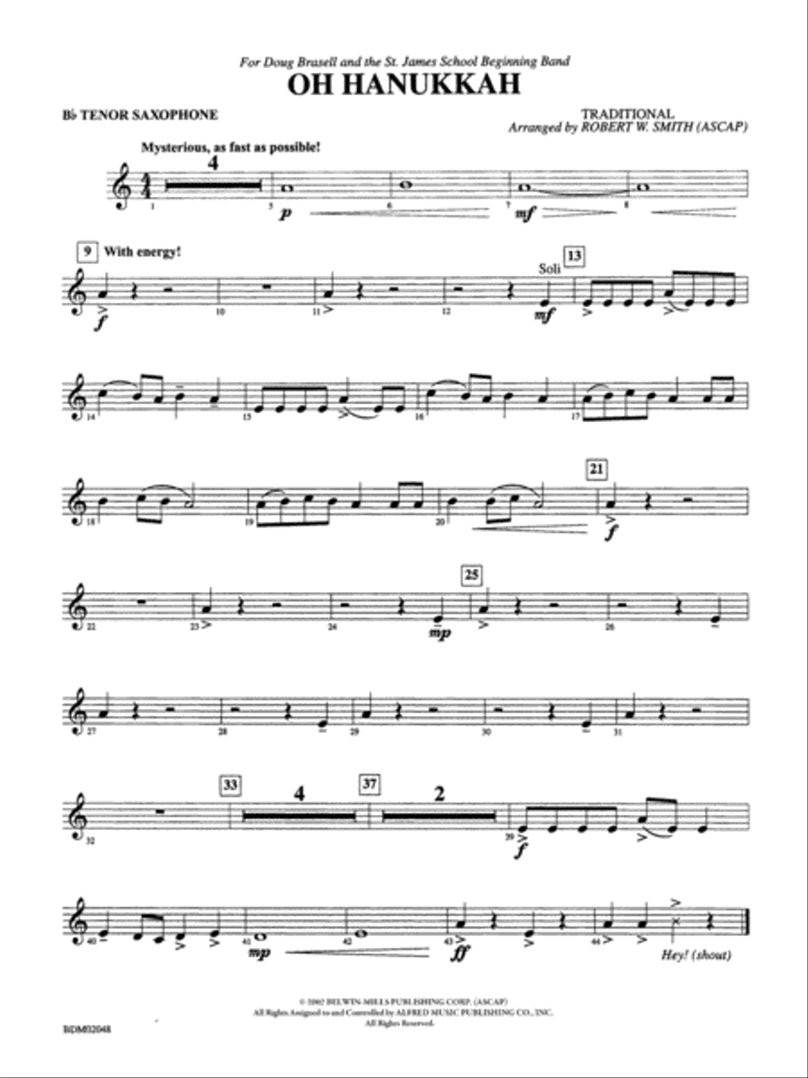 Oh Hanukkah: B-flat Tenor Saxophone Concert Band scores gallery preview page 1