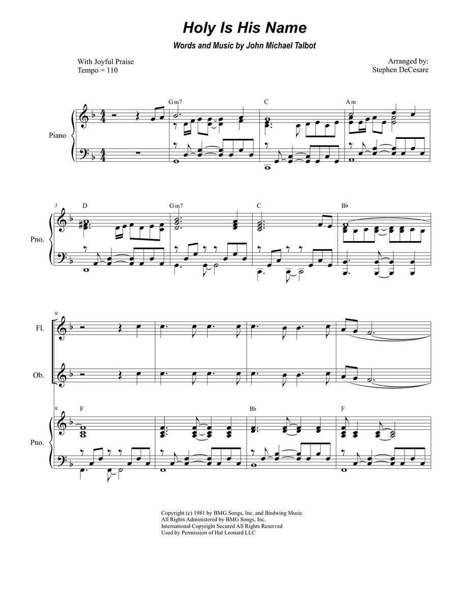 Holy Is His Name Holy Is His Name Woodwind Quartet scores gallery preview page 1