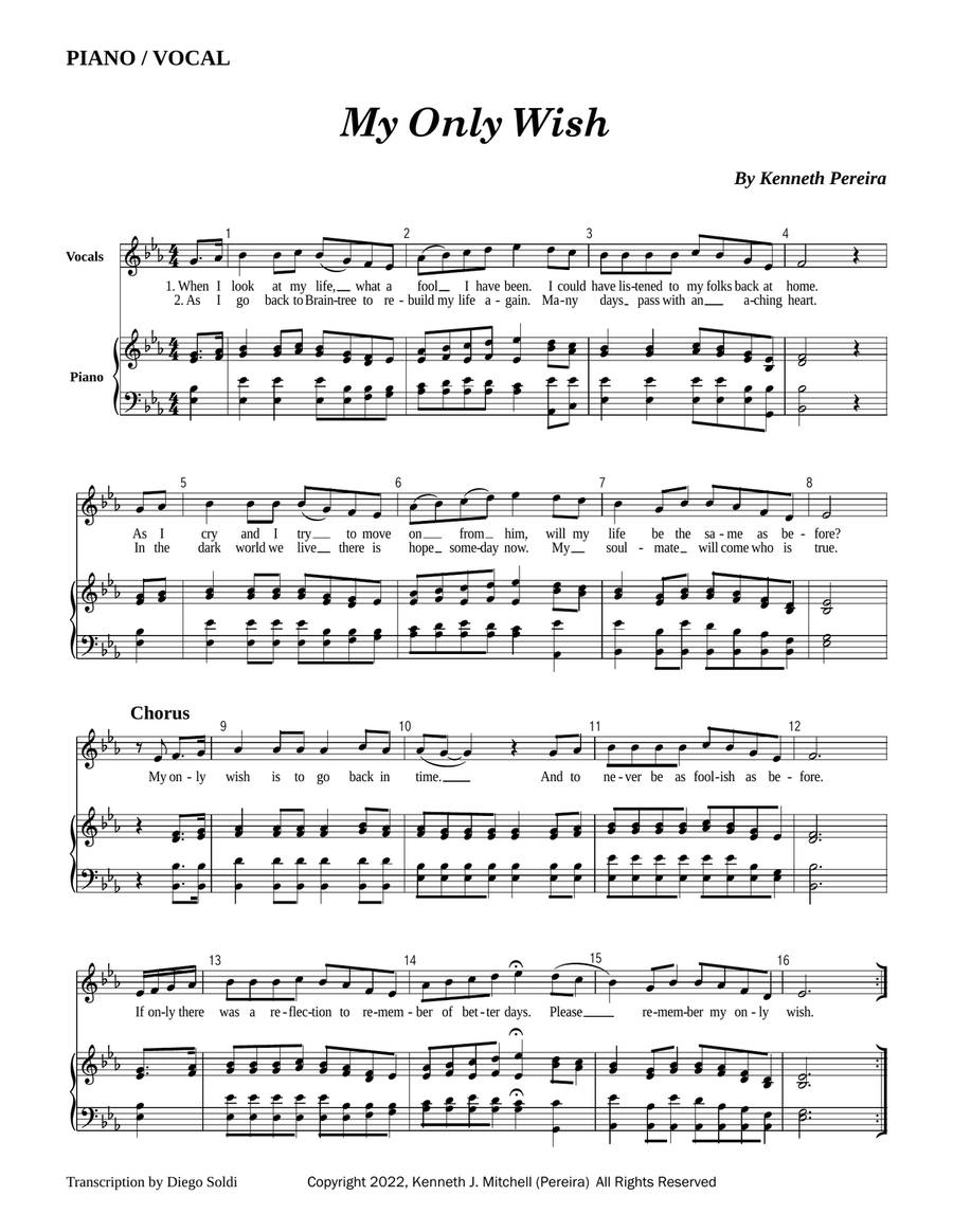 My Only Wish My Only Wish Piano, Vocal scores gallery preview page 1