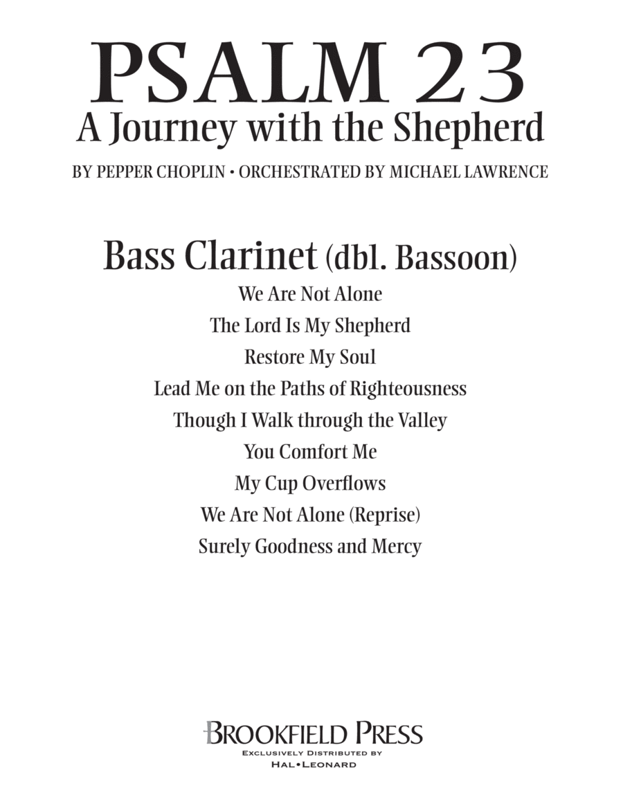 Psalm 23 - A Journey With The Shepherd - Bass Clarinet (sub. Bassoon) Choir scores gallery preview page 1