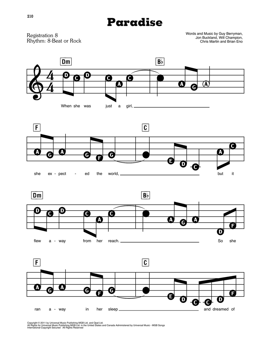 Paradise Electronic Keyboard scores gallery preview page 1