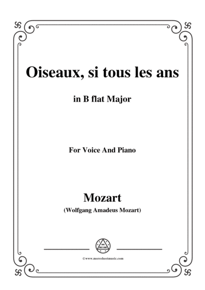 Mozart-Oiseaux,si tous les ans,in B flat Major,for Voice and Piano image number null
