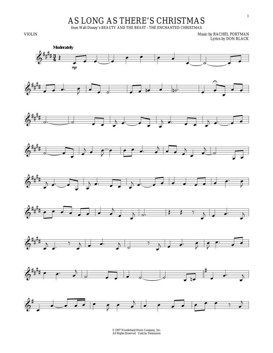 As Long As There's Christmas Violin Solo scores gallery preview page 1