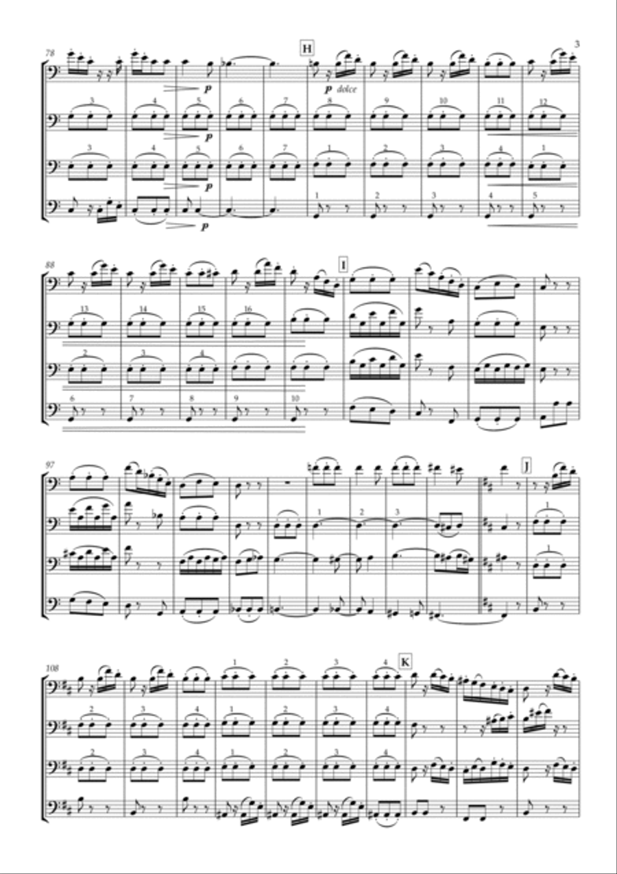 Adagio from String Symphony No.8 in D major, MWV N8 for Four Violoncellos Cello Solo scores gallery preview page 3