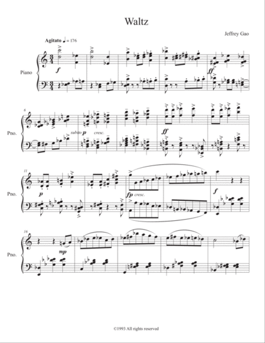 Waltz for Piano Piano Solo scores gallery preview page 1