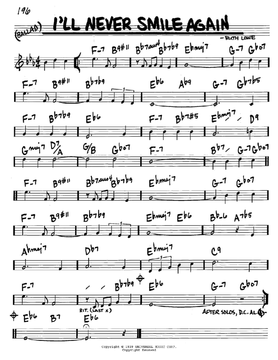 I'll Never Smile Again I'll Never Smile Again Piano scores gallery preview page 1
