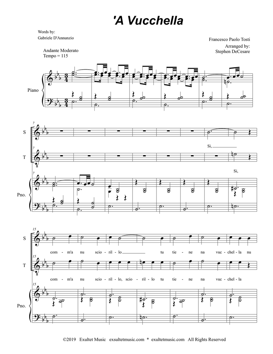 A Vucchella (for 2-part choir - (Soprano and Tenor) 2-Part scores gallery preview page 2