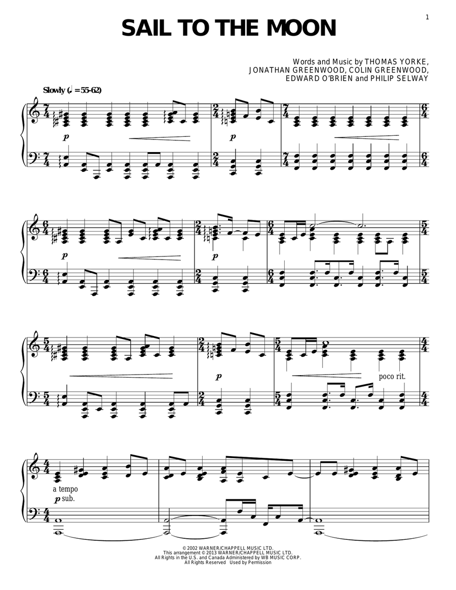 Sail To The Moon Piano Solo scores gallery preview page 1