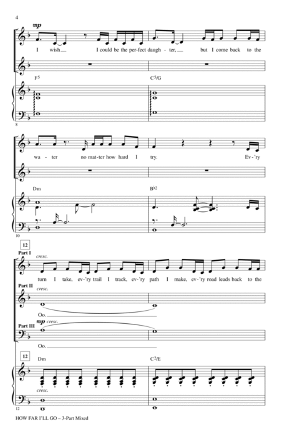 How Far I'll Go (from Moana) (arr. Audrey Snyder) 3-Part scores gallery preview page 2