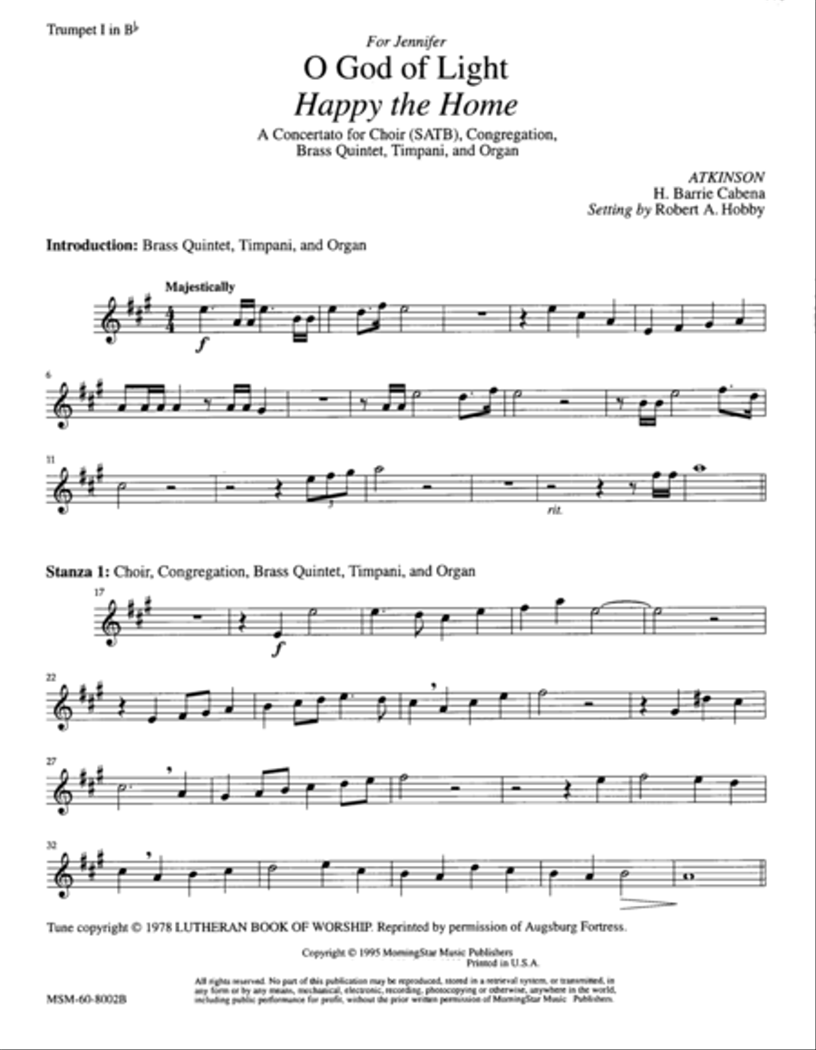 Book cover for O God of Light: Happy the Home (Downloadable Instrumental Parts)