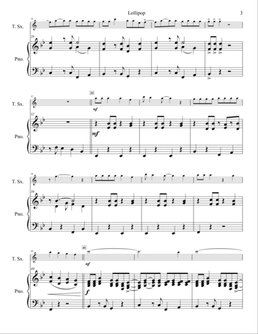 Lollipop Lollipop Tenor Saxophone scores gallery preview page 4