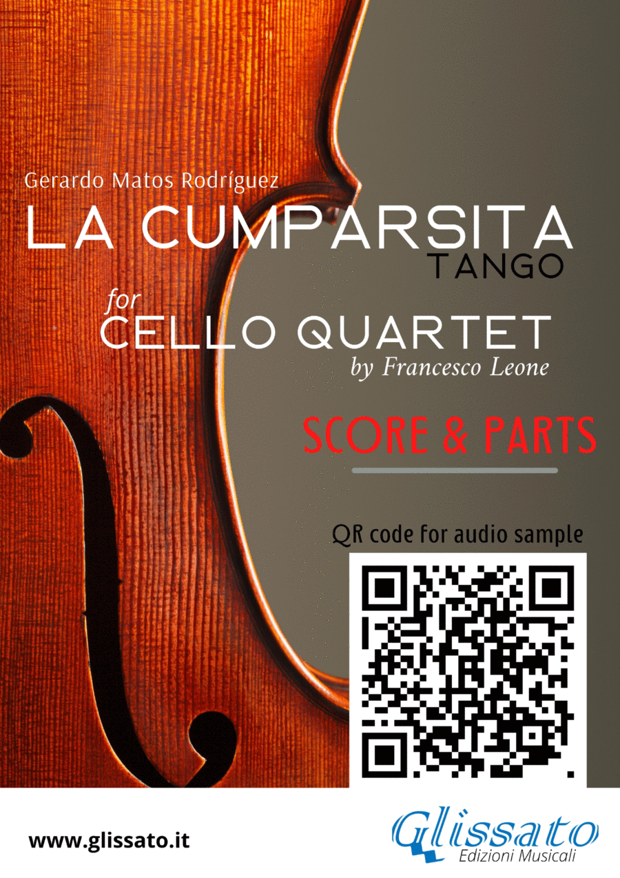 La Cumparsita (tango) - intermediate Cello Quartet (score and parts) String Quartet scores gallery preview page 1