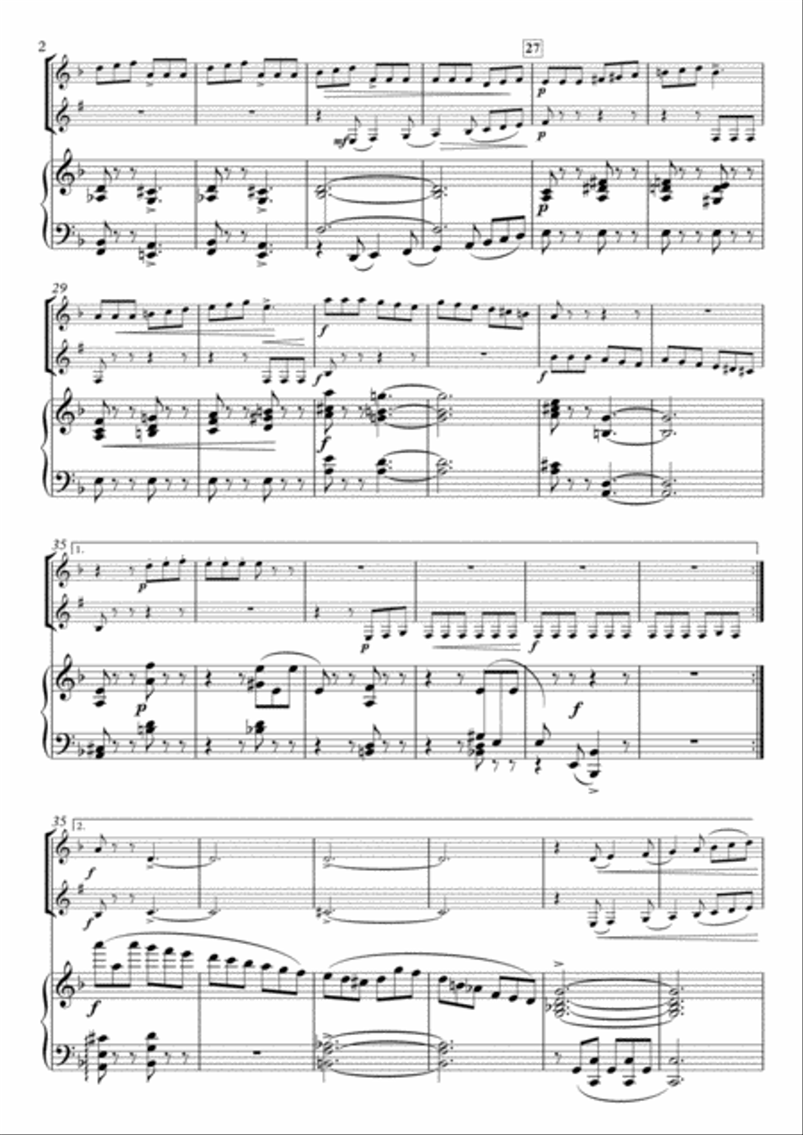 Miniatures, No.6 Saltarell H.88-3 for Flute, Clarinet & Piano Small Ensemble scores gallery preview page 2