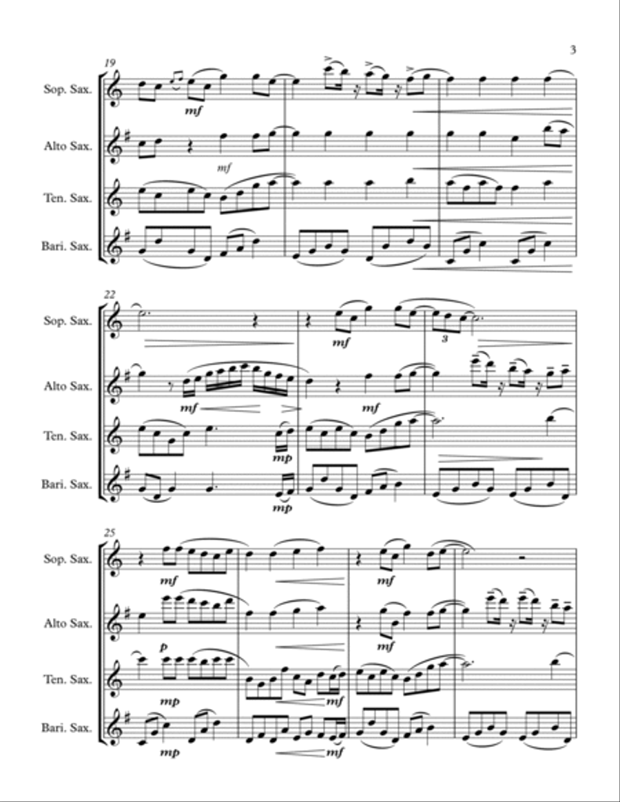 Tears In Heaven Saxophone Quartet scores gallery preview page 4