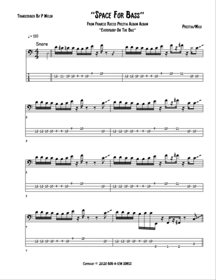Space For Bass Space For Bass Bass Guitar scores gallery preview page 1