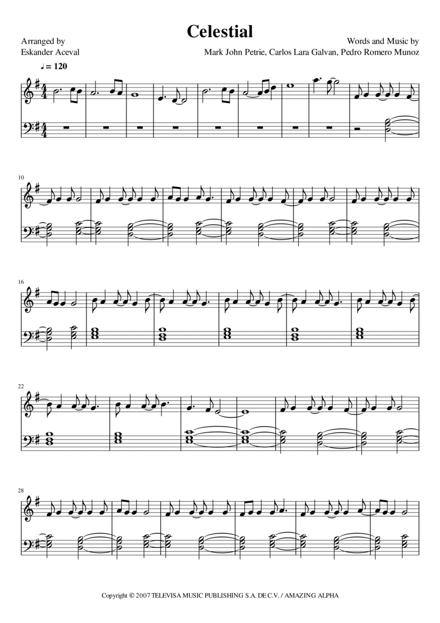 Celestial Celestial Piano Solo scores gallery preview page 1